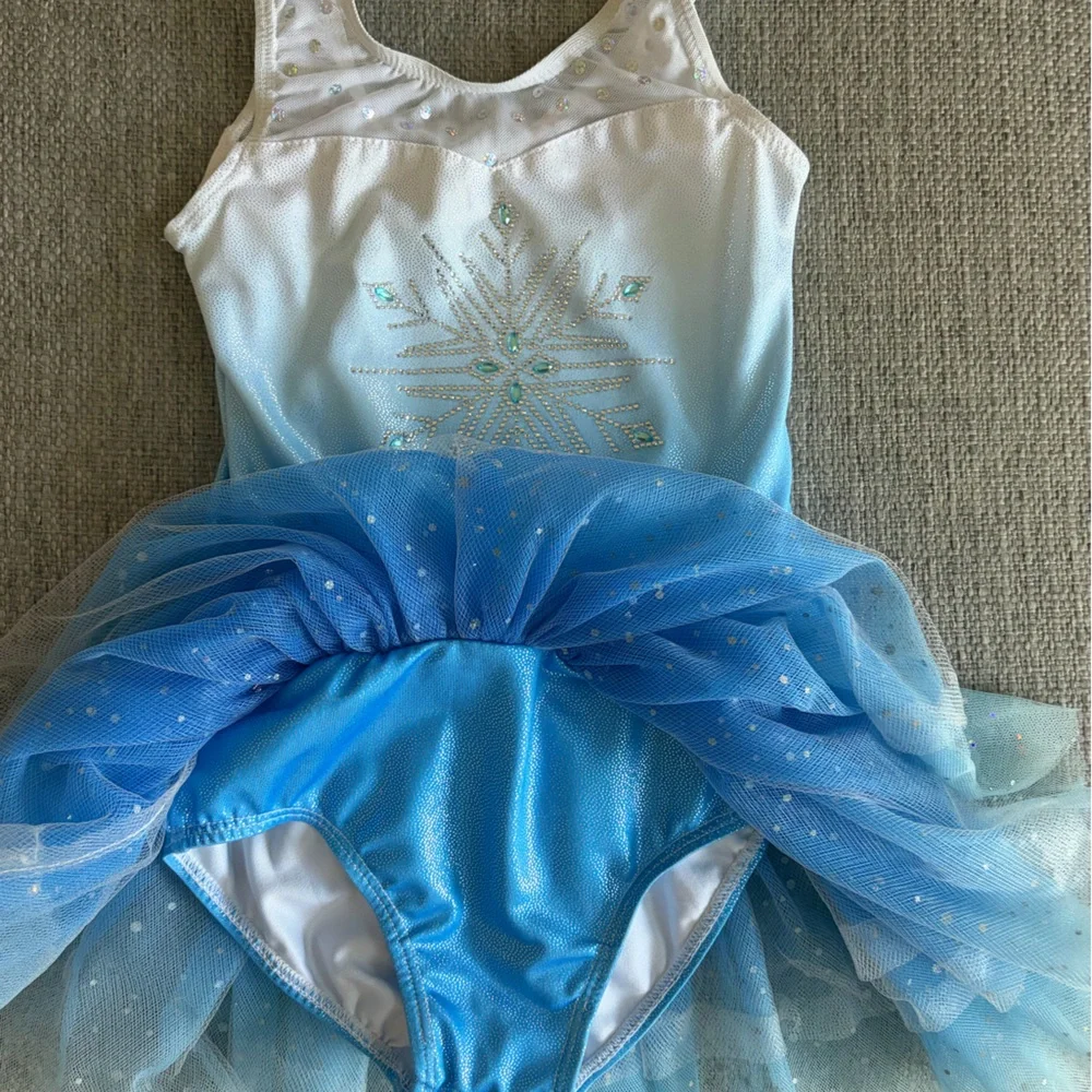 Elsa style leotard with Snowflake Detail